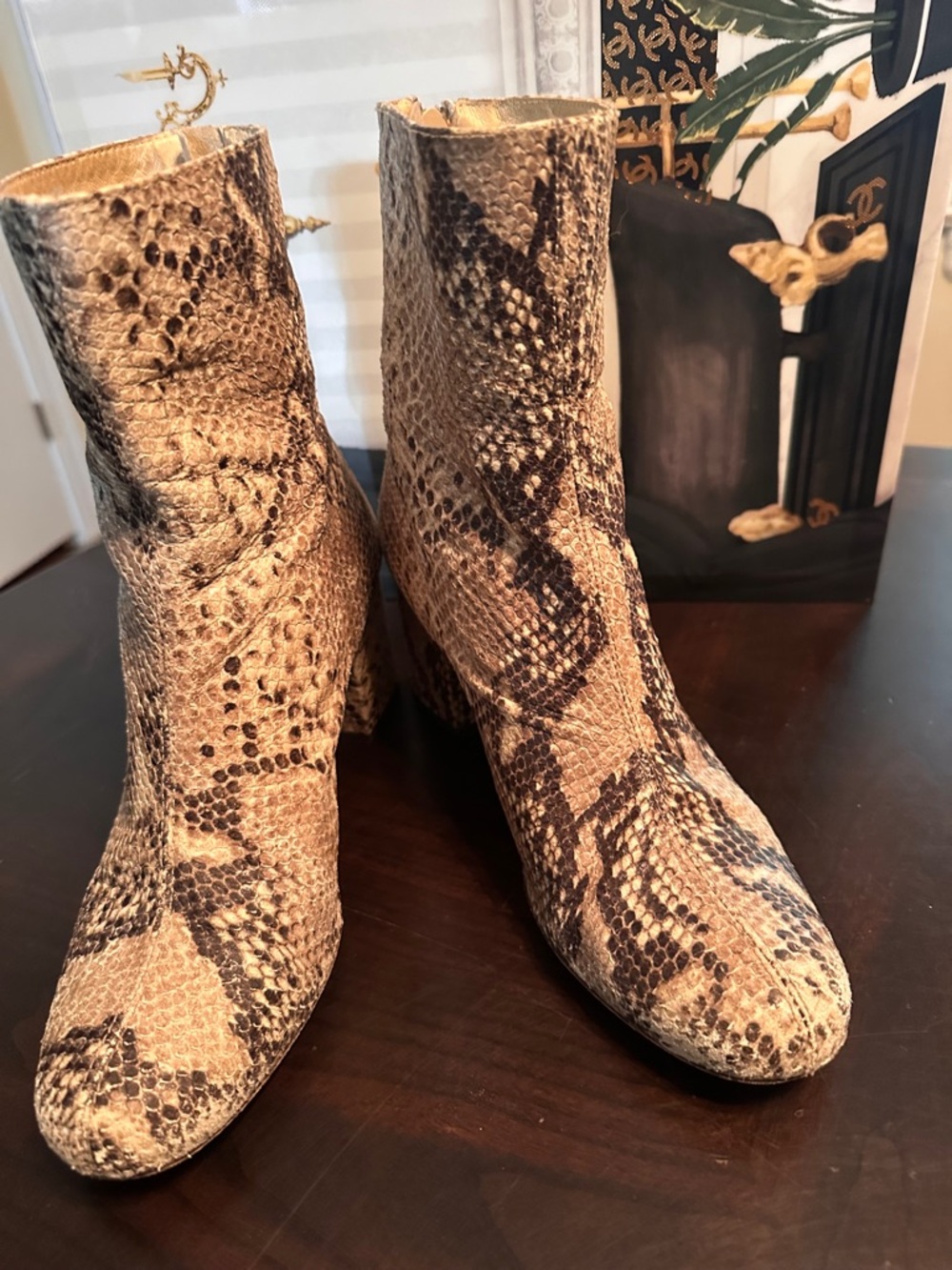 Free People Tan and Brown Snakeskin Ankle Boots - Picture 8 of 12